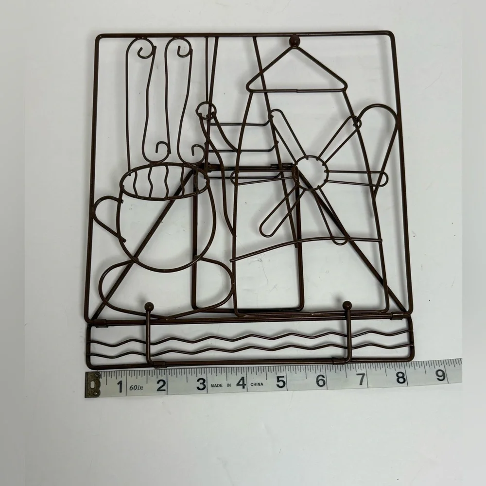 Adorable Tea Motif Brown Metal Cookboook Stand